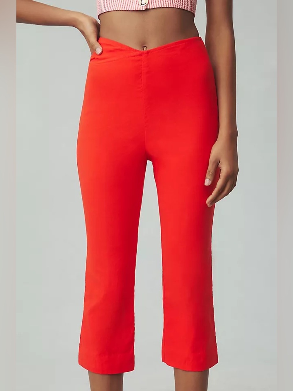 Anthropologie Maeve Structured Bombshell Capri Pants | Red Orange | US 6